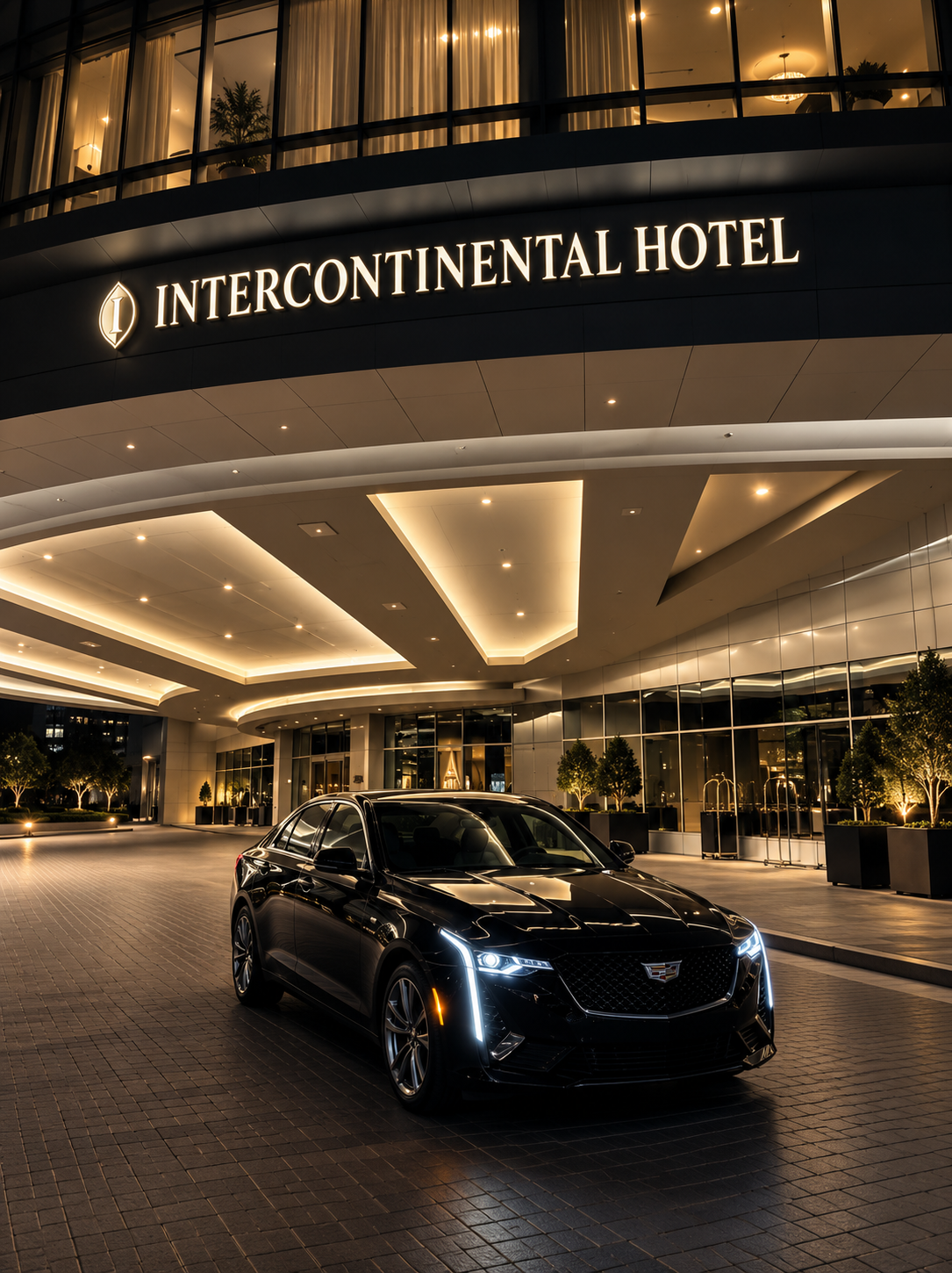 Allure Star Chauffeurs Cadillac arrival at a hotel